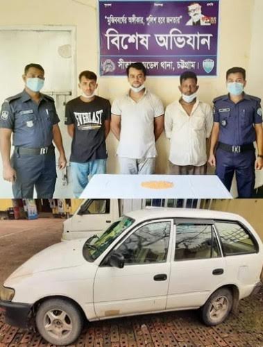 সীতাকুণ্ডে প্রাইভেটকার সহ ৩ ইয়াবা ব্যবসায়ী আটক