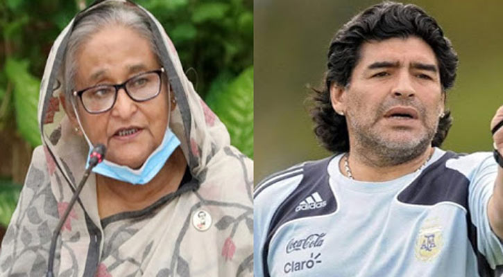 ম্যারাডোনা বিশ্বের ফুটবলপ্রেমীদের হৃদয়ে চিরস্মরণীয় হয়ে থাকবে : প্রধানমন্ত্রী 