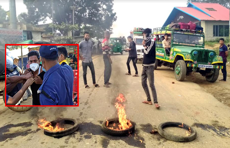 খাগড়াছড়ির দীঘিনালা পদবঞ্চিতদের অবরোধে গাড়ী ভাঙচুর, আটক ৩