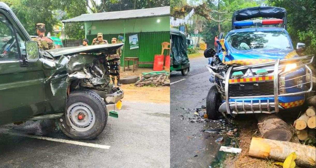 রাঙ্গুনিয়ায় সেনাবাহিনী ও পুলিশের গাড়ির মুখোমুখি সংঘর্ষ