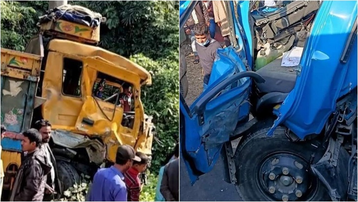 পুলিশের গাড়ি ও ট্রাকের মুখোমুখি সংঘর্ষ, আহত  ৪