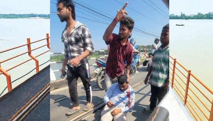 কালুরঘাট সেতুতে ভিডিও করার সময় ট্রেন থেকে পড়ে আহত ১