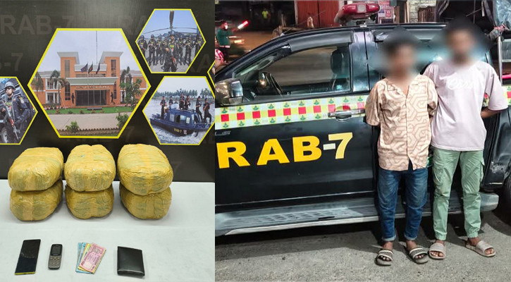 বাস থেকে ১৭ কেজি গাঁজাসহ ২ জন গ্রেপ্তার