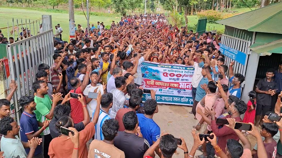 ফটিকছড়িতে ৪ দফা দাবিতে চা শ্রমিকদের মানববন্ধন