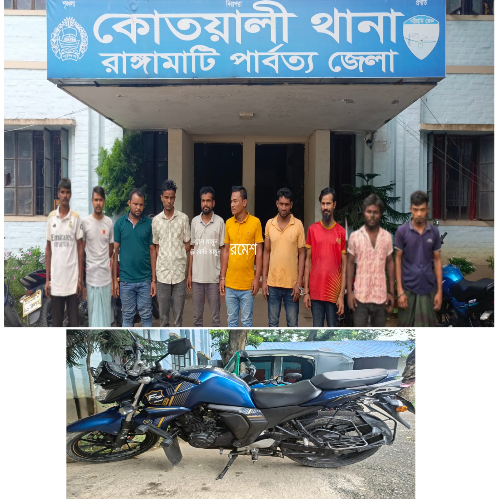 ১০ মামলার আসামি কেচি মামুন ও ৮ মামলার বাপ্পীসহ রাঙামাটিতে গ্রেপ্তার ১০